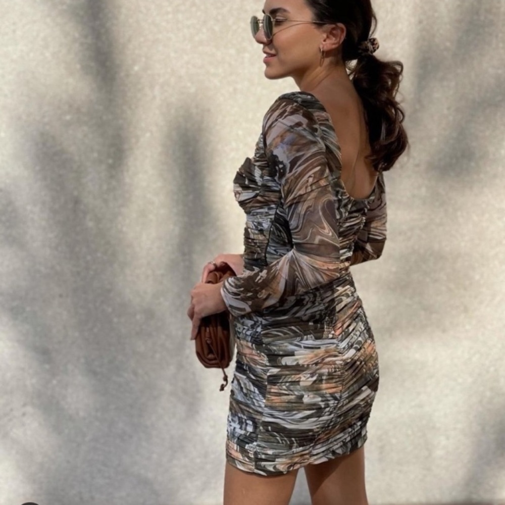ZARA Tulle Draped Ruched Dress size M NWOT